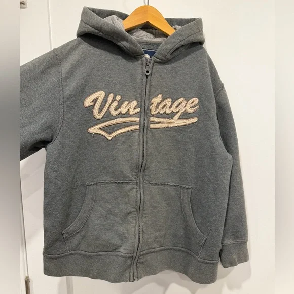 Vintage Gray Kids Zip-Up Hoodie - Picture 3 of 10